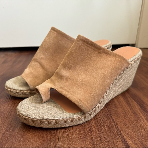 Vince Shoes - Vince Sutherland Platform Stitch Wedge Mules in Roasted Cashew